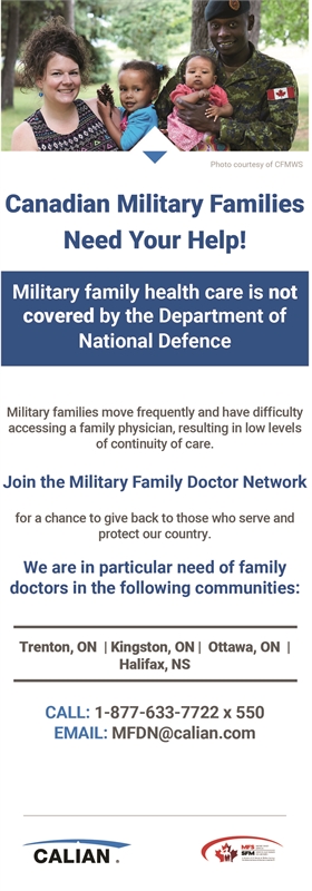 Canadian Military Families Need Your Help! Join the Military Family Doctor Network